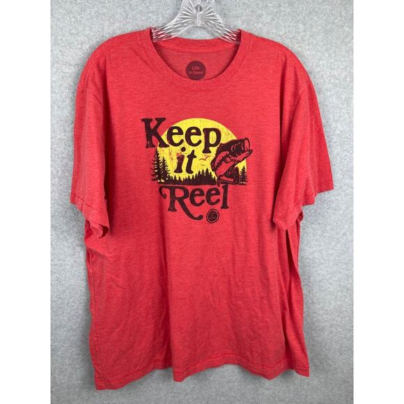 Life Is Good Shirt Men's XL Red Short Sleeve Keep It Reel Fishing Cool Tee - Picture 1 of 9